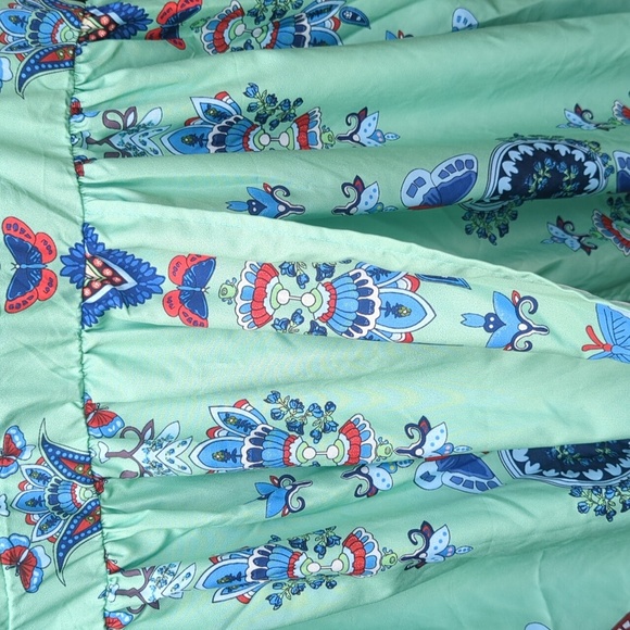 Floral V-Neck Maxi Dress - Blue and Green Front Slit - Size 4X BNWOT - Picture 4 of 6